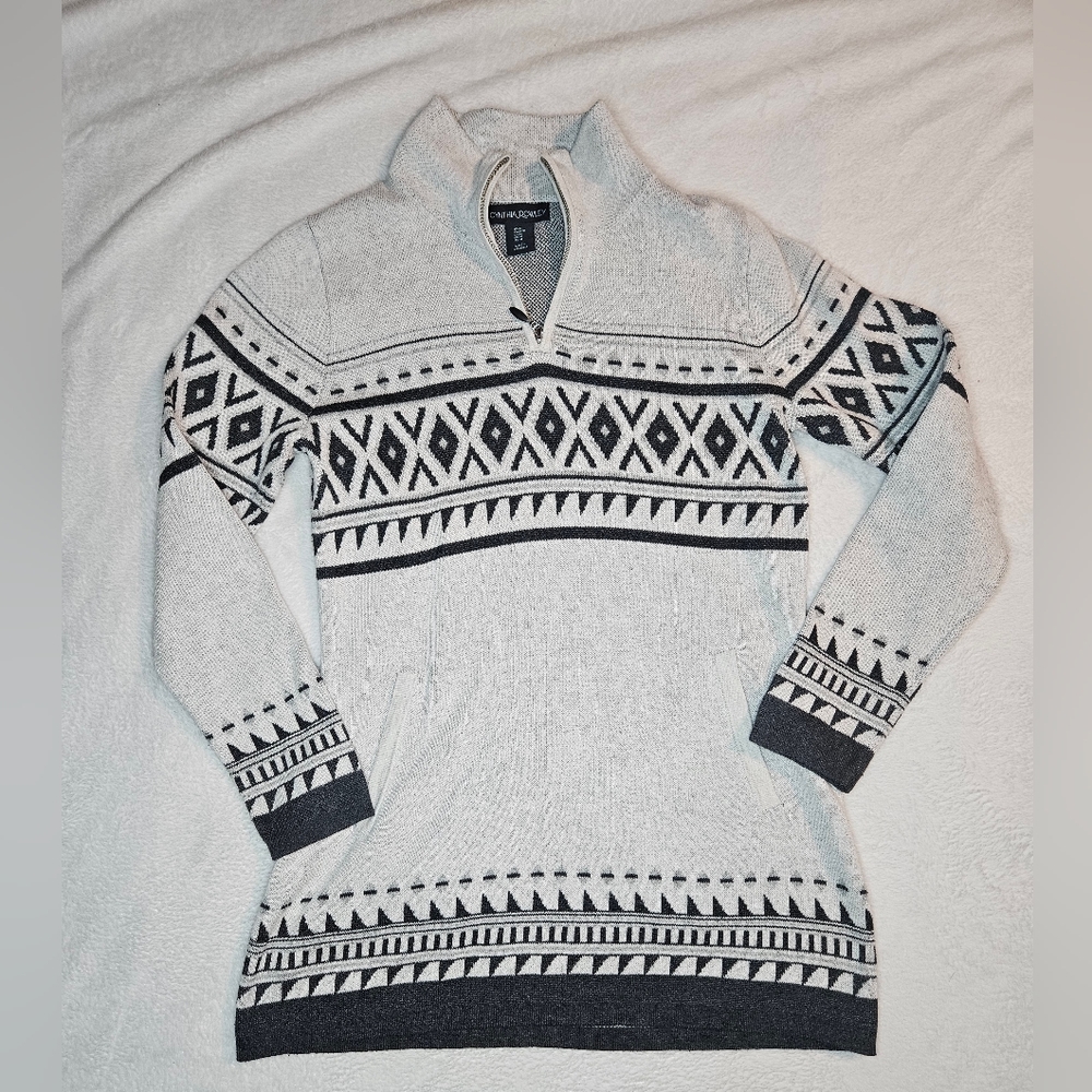Cynthia Rowley womens medium fair isle ski argyle knit pullover sweater